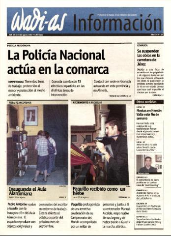 'Wadi-as información : periódico semanal de la comarca de Guadix.' - Año 0 Número 19 - 2002 agosto 17