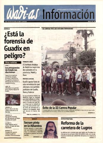 'Wadi-as información : periódico semanal de la comarca de Guadix.' - Año 0 Número 28 - 2002 octubre 19