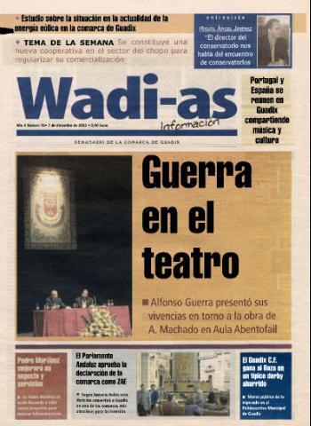 'Wadi-as información : periódico semanal de la comarca de Guadix.' - Año 0 Número 35 - 2002 diciembre 7