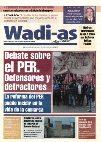 'Wadi-as información : periódico semanal de la comarca de Guadix.' - Año 0 Número 37 - 2002 diciembre 21