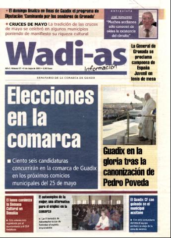 'Wadi-as información : periódico semanal de la comarca de Guadix.' - Año I Número 57 - 2003 mayo 9