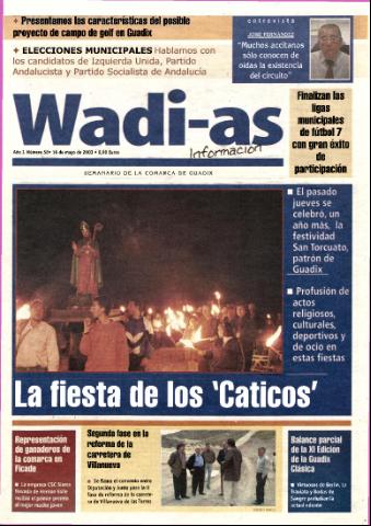 'Wadi-as información : periódico semanal de la comarca de Guadix.' - Año I Número 58 - 2003 mayo 16