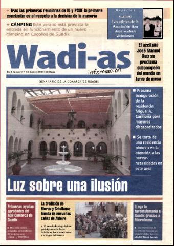 'Wadi-as información : periódico semanal de la comarca de Guadix.' - Año I Número 61 - 2003 junio 6