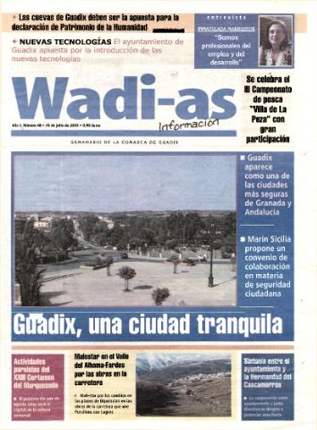 'Wadi-as información : periódico semanal de la comarca de Guadix.' - Año I Número 68 - 2003 julio 25