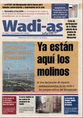 'Wadi-as información : periódico semanal de la comarca de Guadix.' - Año I Número 77 - 2003 septiembre 26