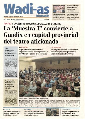 'Wadi-as información : periódico semanal de la comarca de Guadix.' - Año I Número 79 - 2003 octubre 10