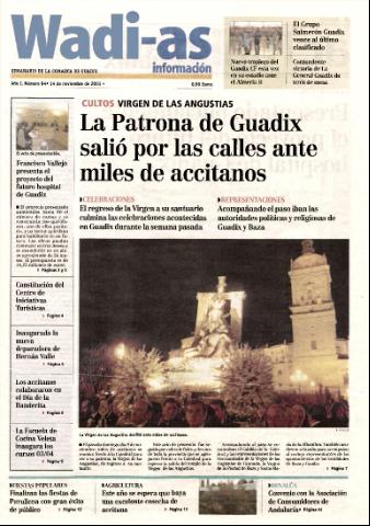 'Wadi-as información : periódico semanal de la comarca de Guadix.' - Año I Número 84 - 2003 noviembre 14