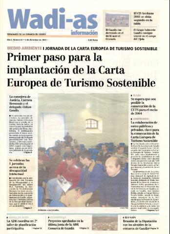 'Wadi-as información : periódico semanal de la comarca de Guadix.' - Año I Número 87 - 2003 diciembre 5