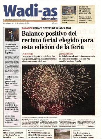 'Wadi-as información : periódico semanal de la comarca de Guadix.' - Año II Número 127 - 2004 septiembre 10