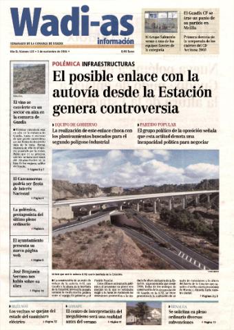 'Wadi-as información : periódico semanal de la comarca de Guadix.' - Año II Número 135 - 2004 noviembre 5