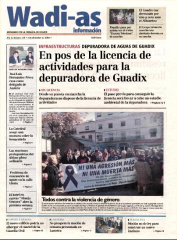 'Wadi-as información : periódico semanal de la comarca de Guadix.' - Año II Número 139 - 2004 diciembre 3