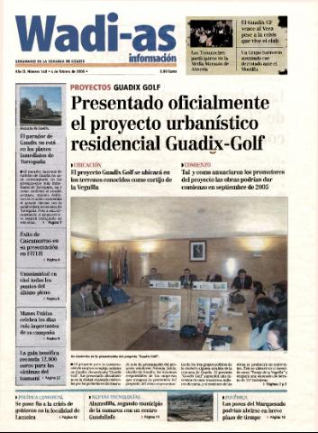 'Wadi-as información : periódico semanal de la comarca de Guadix.' - Año II Número 148 - 2005 febrero 4