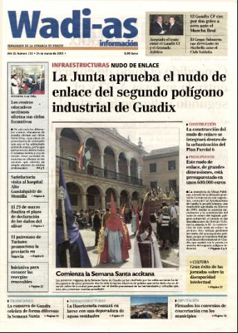 'Wadi-as información : periódico semanal de la comarca de Guadix.' - Año II Número 155 - 2005 marzo 24
