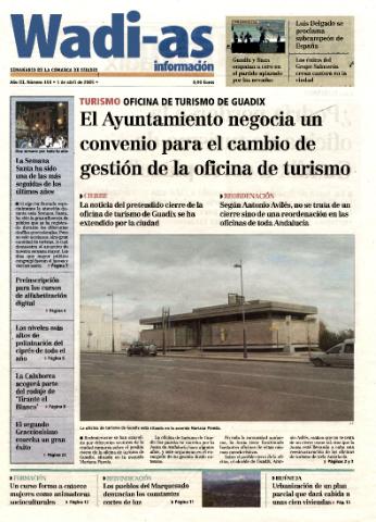 'Wadi-as información : periódico semanal de la comarca de Guadix.' - Año III Número 156 - 2005 abril 1