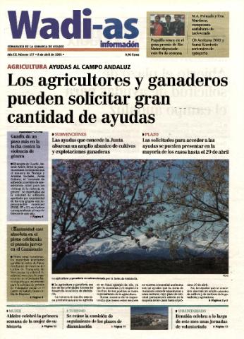 'Wadi-as información : periódico semanal de la comarca de Guadix.' - Año III Número 157 - 2005 abril 8