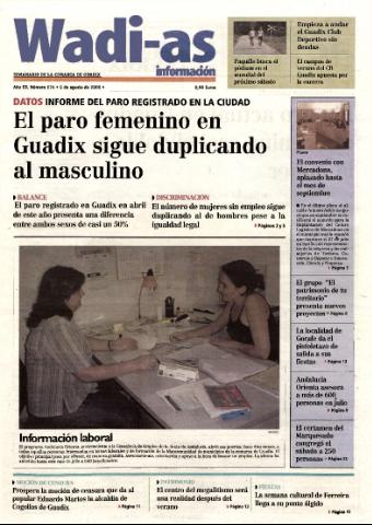 'Wadi-as información : periódico semanal de la comarca de Guadix.' - Año III Número 174 - 2005 agosto 5