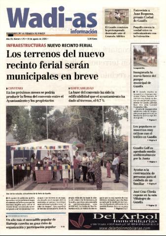 'Wadi-as información : periódico semanal de la comarca de Guadix.' - Año III Número 176 - 2005 agosto 19