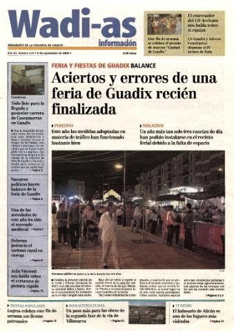 'Wadi-as información : periódico semanal de la comarca de Guadix.' - Año III Número 179 - 2005 septiembre 9
