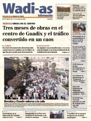 'Wadi-as información : periódico semanal de la comarca de Guadix.' - Año III Número 184 - 2005 octubre 14