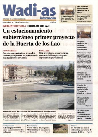 'Wadi-as información : periódico semanal de la comarca de Guadix.' - Año III Número 187 - 2005 noviembre 4