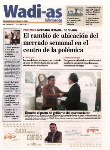 'Wadi-as información : periódico semanal de la comarca de Guadix.' - Año V Número 264 - 2007 abril 27