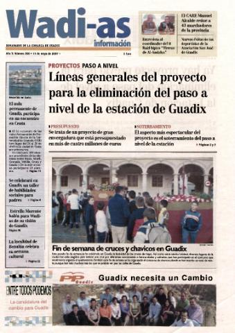 'Wadi-as información : periódico semanal de la comarca de Guadix.' - Año V Número 266 - 2007 mayo 11