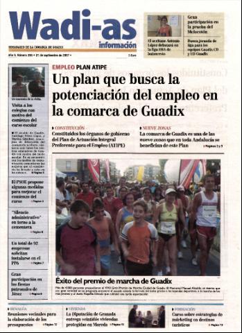 'Wadi-as información : periódico semanal de la comarca de Guadix.' - Año V Número 285 - 2007 septiembre 21