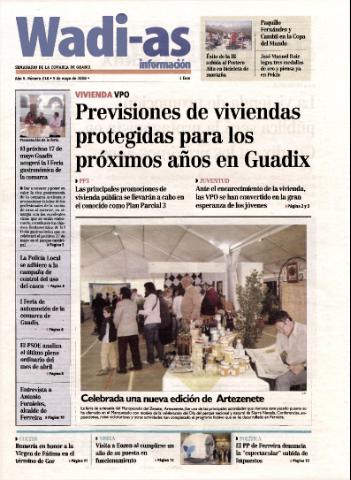 'Wadi-as información : periódico semanal de la comarca de Guadix.' - Año V Número 318 - 2008 mayo 9