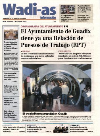 'Wadi-as información : periódico semanal de la comarca de Guadix.' - Año VI Número 321 - 2008 mayo 30