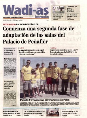 'Wadi-as información : periódico semanal de la comarca de Guadix.' - Año VI Número 331 - 2008 agosto 8