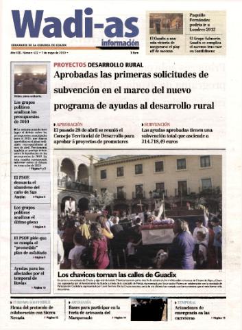 'Wadi-as información : periódico semanal de la comarca de Guadix.' - Año VIII Número 422 - 2010 mayo 7
