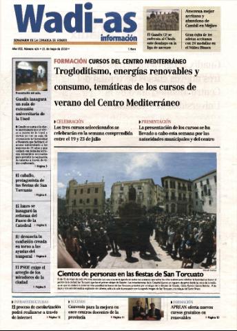 'Wadi-as información : periódico semanal de la comarca de Guadix.' - Año VIII Número 424 - 2010 mayo 21