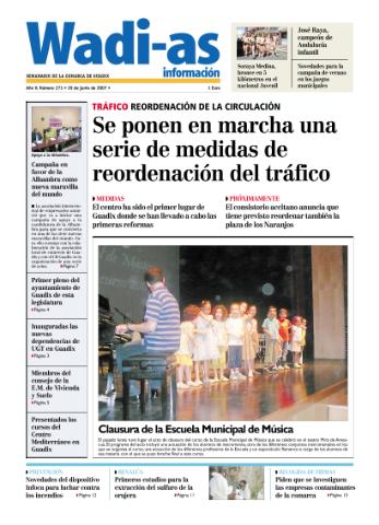 'Wadi-as información : periódico semanal de la comarca de Guadix.' - Año V Número 273 - 2007 junio 29