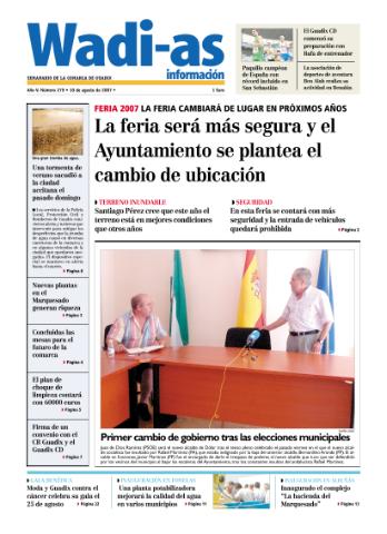 'Wadi-as información : periódico semanal de la comarca de Guadix.' - Año V Número 279 - 2007 agosto 10