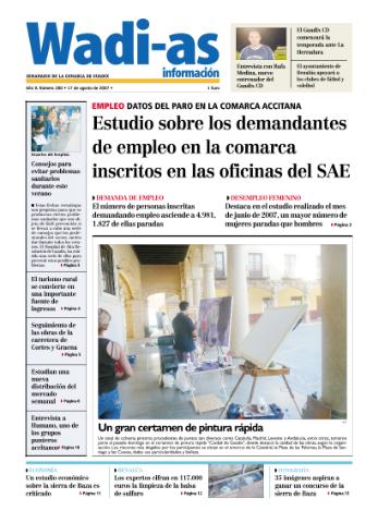 'Wadi-as información : periódico semanal de la comarca de Guadix.' - Año V Número 280 - 2007 agosto 17
