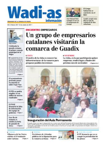 'Wadi-as información : periódico semanal de la comarca de Guadix.' - Año V Número 290 - 2007 octubre 26