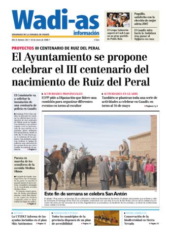 'Wadi-as información : periódico semanal de la comarca de Guadix.' - Año V Número 302 - 2008 enero 18