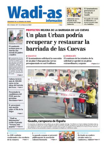 'Wadi-as información : periódico semanal de la comarca de Guadix.' - Año V Número 307 - 2008 febrero 22