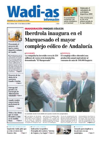 'Wadi-as información : periódico semanal de la comarca de Guadix.' - Año V Número 308 - 2008 febrero 29