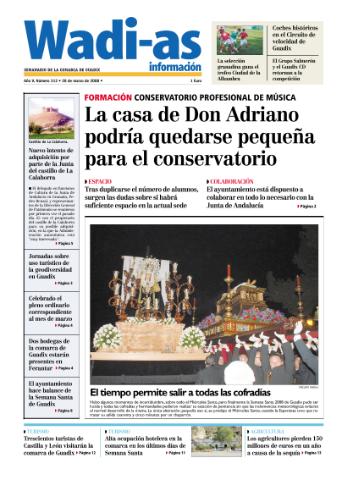 'Wadi-as información : periódico semanal de la comarca de Guadix.' - Año V Número 312 - 2008 marzo 28