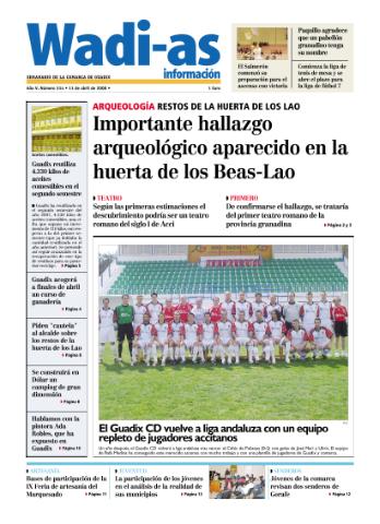 'Wadi-as información : periódico semanal de la comarca de Guadix.' - Año V Número 314 - 2008 abril 11