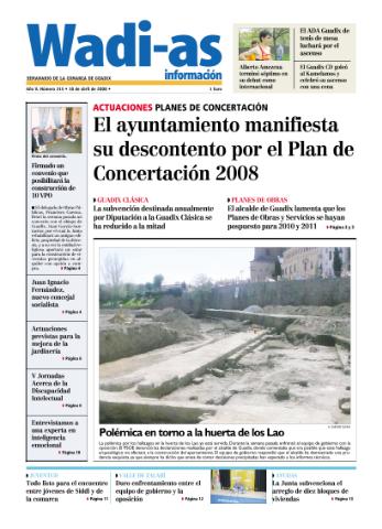 'Wadi-as información : periódico semanal de la comarca de Guadix.' - Año VI Número 315 - 2008 abril 18