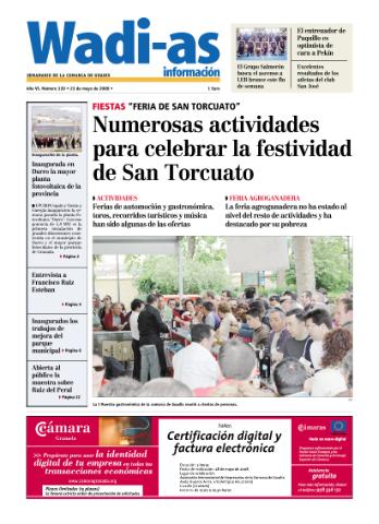 'Wadi-as información : periódico semanal de la comarca de Guadix.' - Año VI Número 320 - 2008 mayo 23