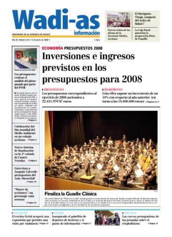 'Wadi-as información : periódico semanal de la comarca de Guadix.' - Año VI Número 322 - 2008 junio 06