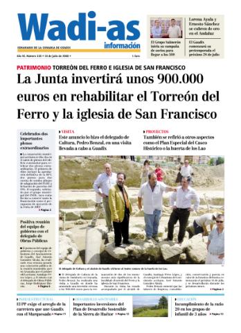 'Wadi-as información : periódico semanal de la comarca de Guadix.' - Año VI Número 328 - 2008 julio 18