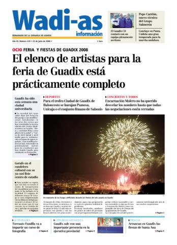 'Wadi-as información : periódico semanal de la comarca de Guadix.' - Año VI Número 329 - 2008 julio 25