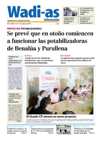 'Wadi-as información : periódico semanal de la comarca de Guadix.' - Año VI Número 332 - 2008 agosto 15