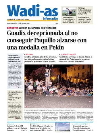 'Wadi-as información : periódico semanal de la comarca de Guadix.' - Año VI Número 333 - 2008 agosto 22