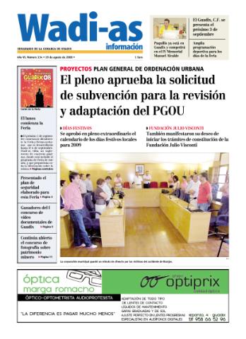 'Wadi-as información : periódico semanal de la comarca de Guadix.' - Año VI Número 334 - 2008 agosto 29