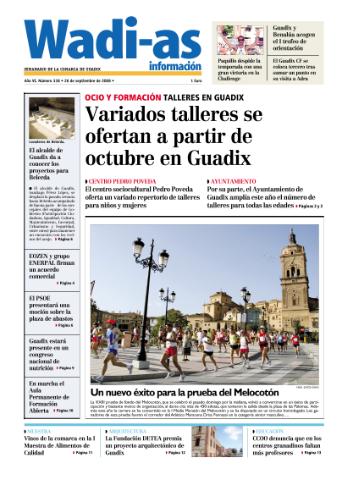 'Wadi-as información : periódico semanal de la comarca de Guadix.' - Año VI Número 338 - 2008 septiembre 26